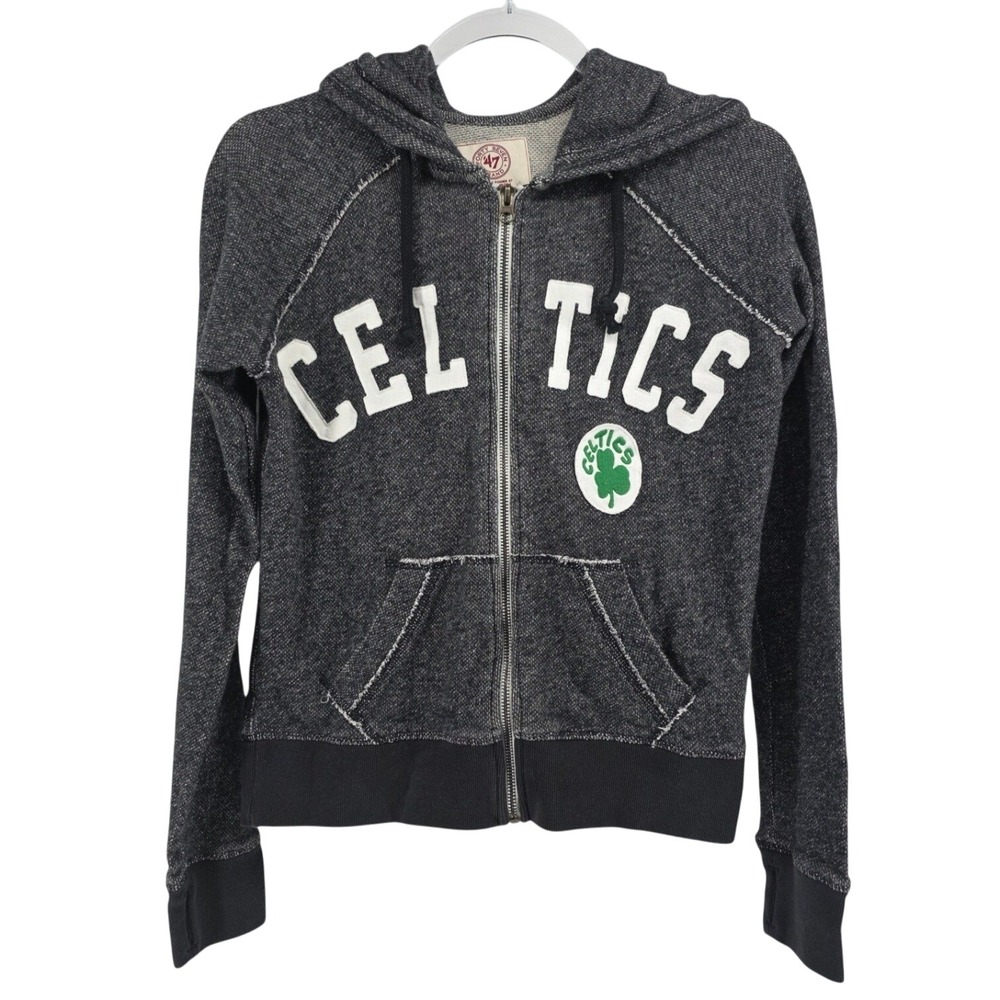 '47 Brand Boston Celtics Charcoal Zip Hoodie
